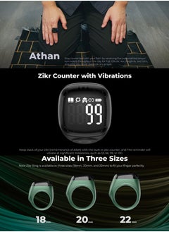 iQIBLA Zikr Ring Noor | 20MM Prayer Ring, Tasbih Counter & Islamic Reminder | Waterproof Wearable Technology | Blue  - Image 4