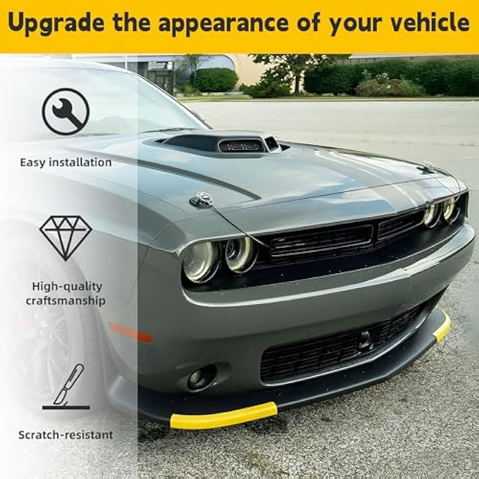 TENGBASE Front Bumper Lip Splitter Cover, for 2015-2023 Dodge Challenger, R/T GT SRT, 2PCS, Yellow - Image 3