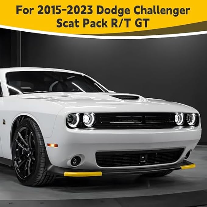 TENGBASE Front Bumper Lip Splitter Cover, for 2015-2023 Dodge Challenger, R/T GT SRT, 2PCS, Yellow - Image 4
