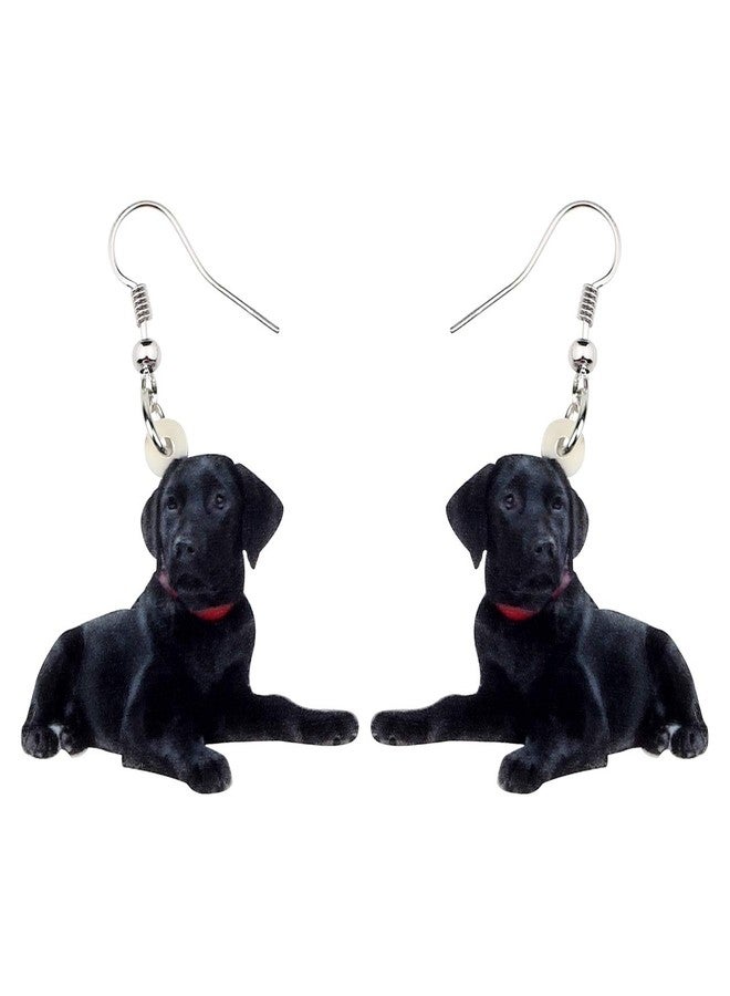 NEWEI Acrylic Lying Black Labrador Dog Dangle Earrings Drop Animal Jewelry For Women Gift Charm Accessories - Image 1