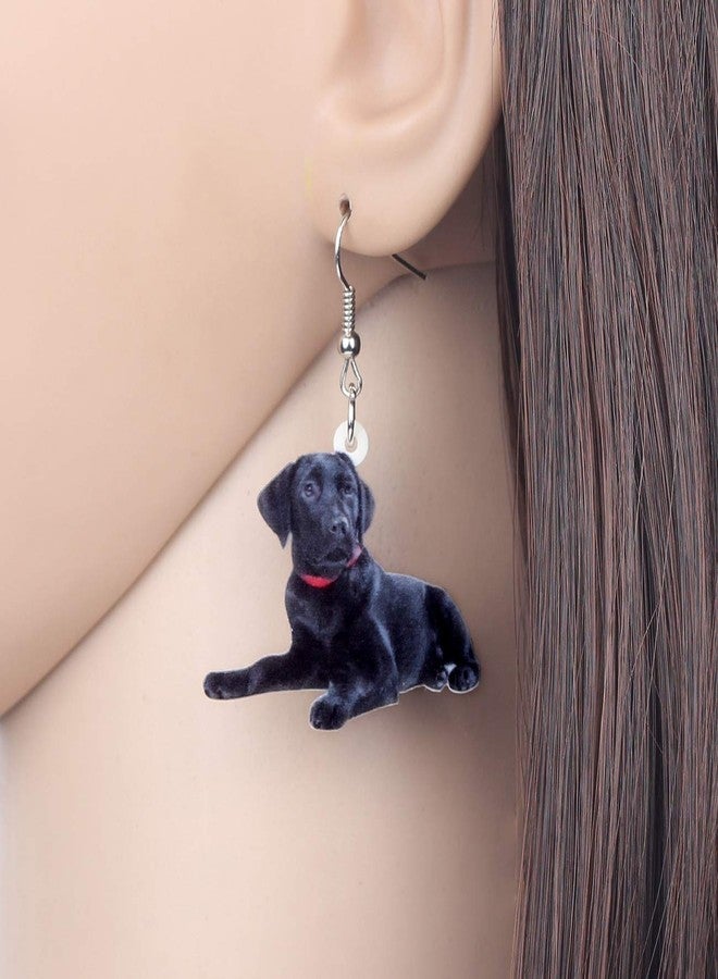 NEWEI Acrylic Lying Black Labrador Dog Dangle Earrings Drop Animal Jewelry For Women Gift Charm Accessories - Image 2