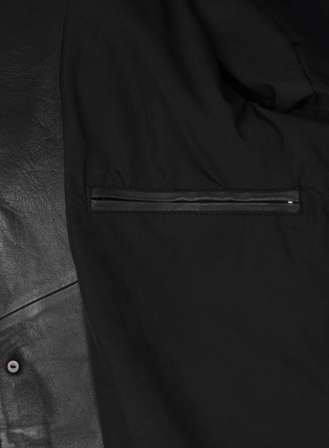 FELIX HARDY Genuine Leather Black Blazer Jacket