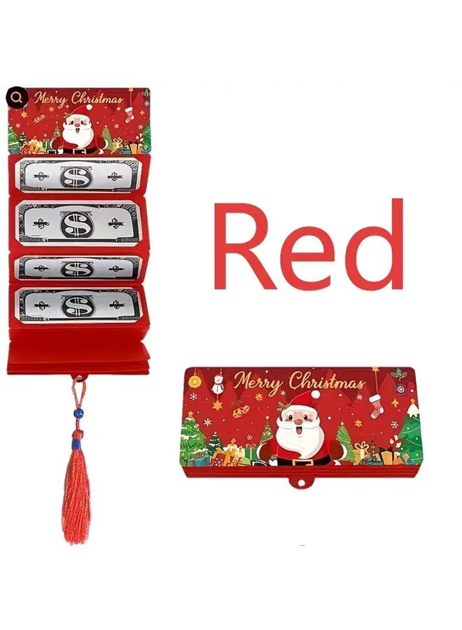 Christmas Cash Bag Gift Card Holder Set Red Santa Claus Snow Tree Design - Image 1