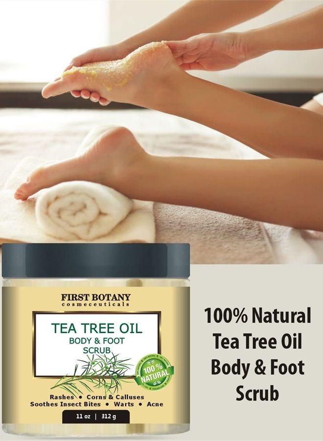 FIRST BOTANY COSMECEUTICALS 100% Natural Tea Tree Oil Body & Foot Scrub with Dead Sea Salt - Best for Acne, Dandruff and Warts, Helps with Corns, Calluses, Athlete foot, Jock Itch & Body Odor - Image 2