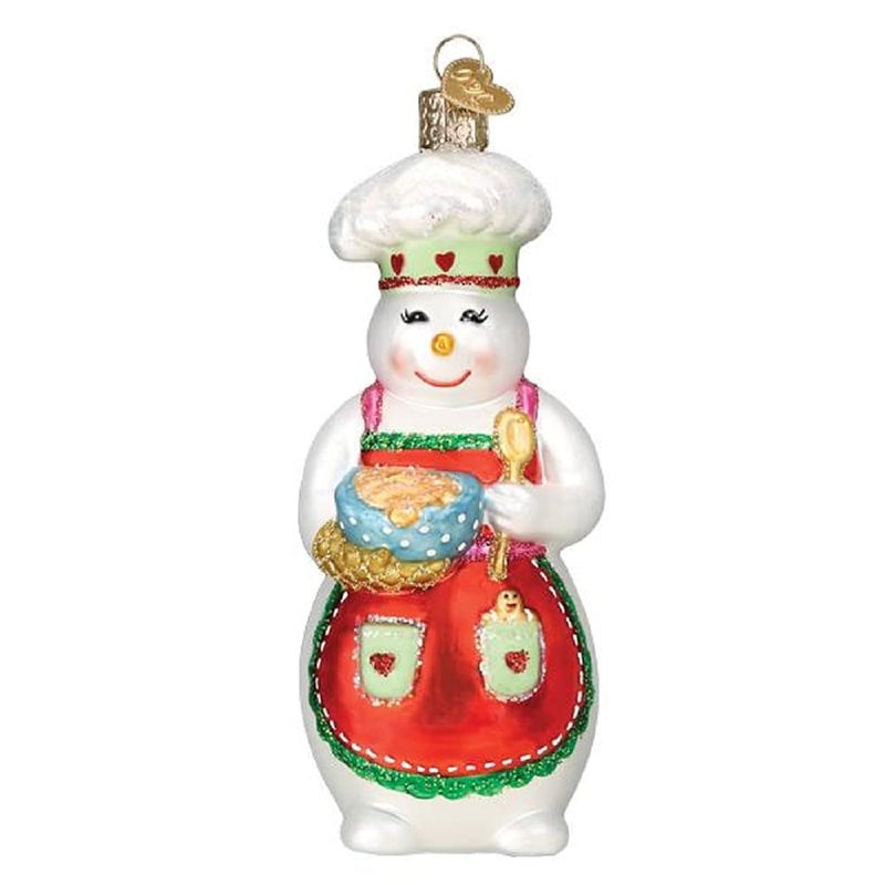 Old World Christmas Ornaments Snow Woman Chef Glass Blown Ornaments for Christmas Tree