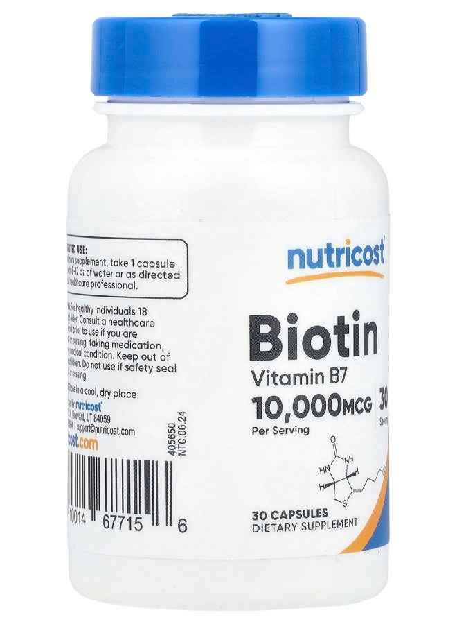 Nutricost Biotin 10000 mcg 30 Capsules - Image 2