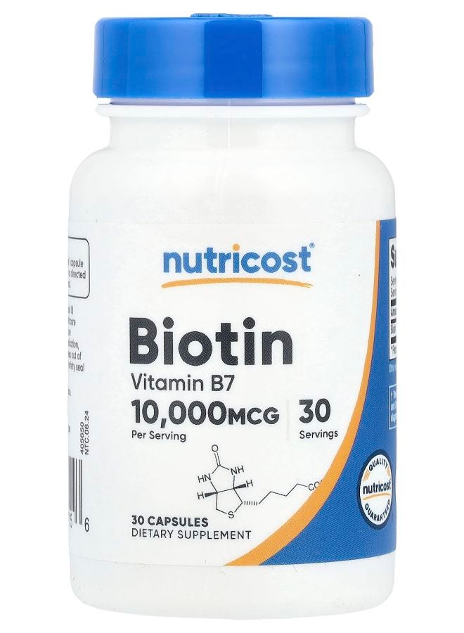 Nutricost Biotin 10000 mcg 30 Capsules - Image 1