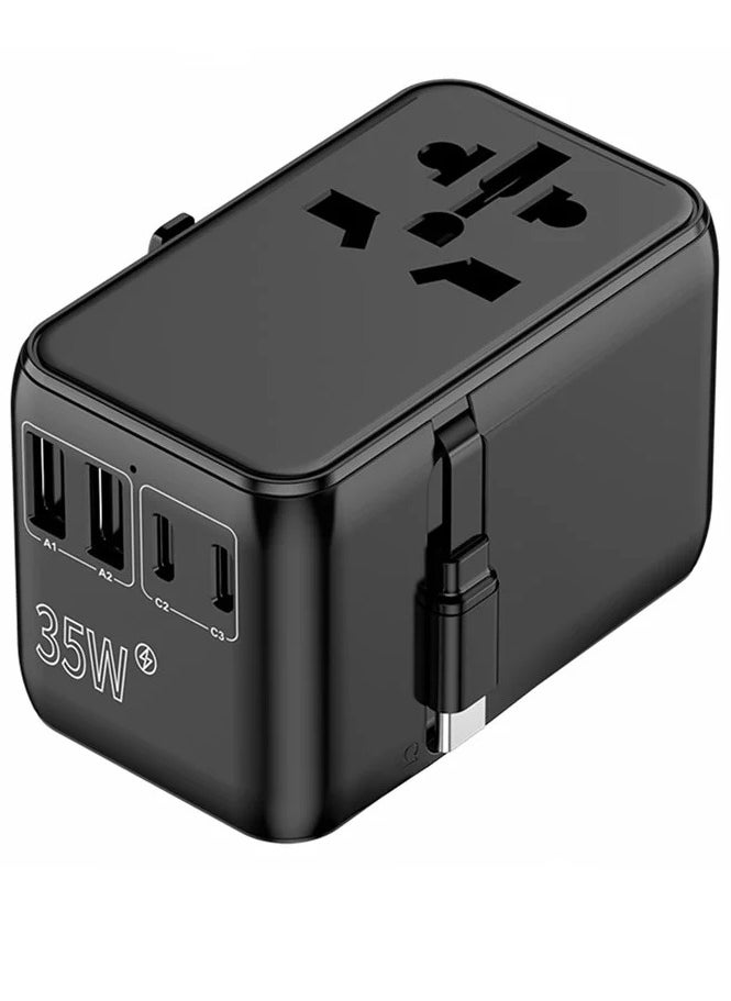 ALGHAFA ALGHAFA PD 35W Worldwide Travel Power Adapter 2USB-A+3USB-C Charger Plug Converter  - Image 1