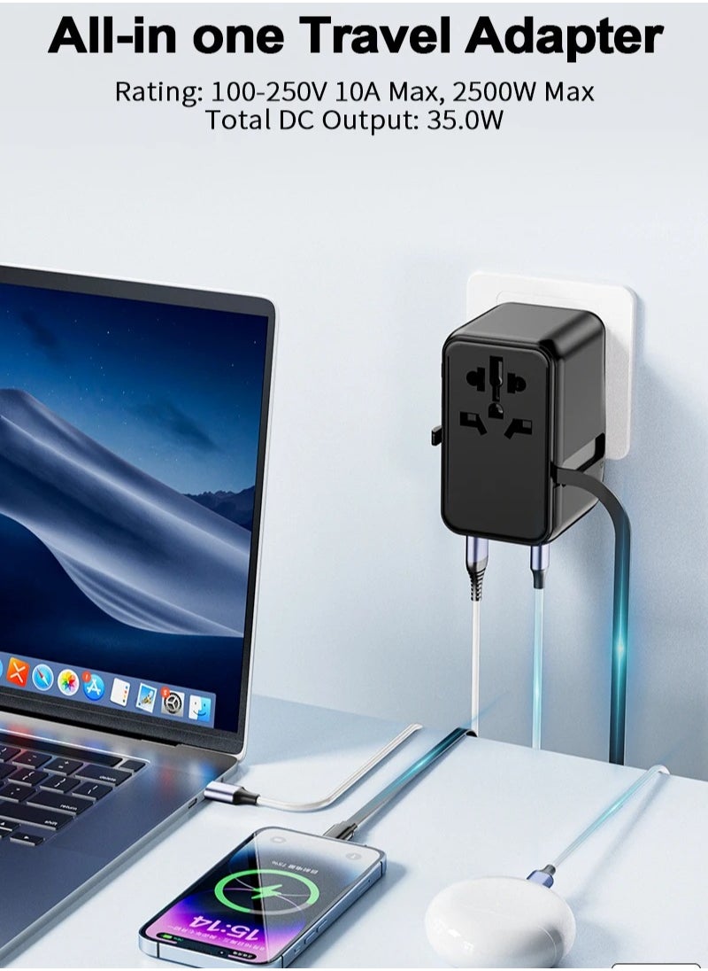 ALGHAFA - ALGHAFA PD 35W Worldwide Travel Power Adapter 2USB-A+3USB-C Charger Plug Converter - Image 1