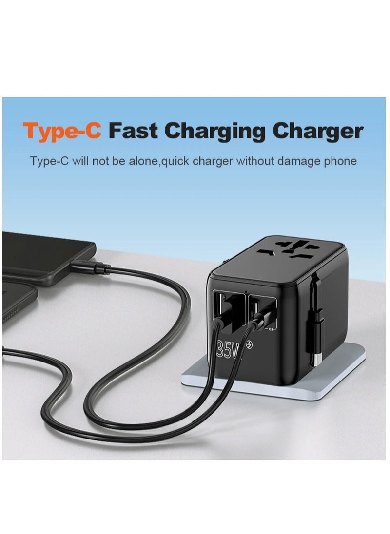 ALGHAFA - ALGHAFA PD 35W Worldwide Travel Power Adapter 2USB-A+3USB-C Charger Plug Converter - Image 1