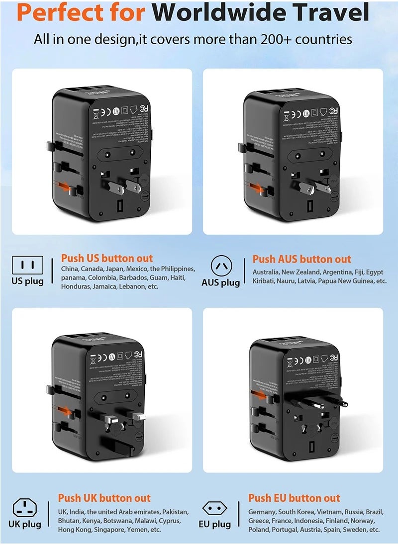 ALGHAFA - ALGHAFA PD 35W Worldwide Travel Power Adapter 2USB-A+3USB-C Charger Plug Converter - Image 1