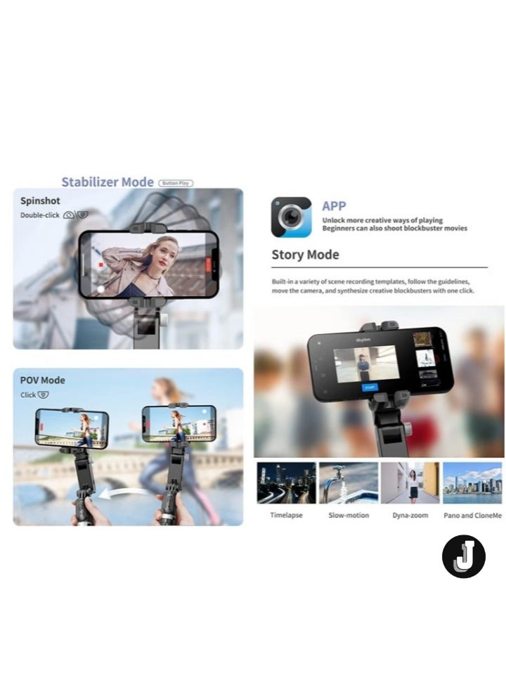 JAJEEK "New Q18 Desktop Tripod Gimbal Stabilizer with 360° Rotation, Wireless Remote & Auto-Tracking – Portable Smartphone Stabilizer with Fill Light for iPhone & Android" - Image 4