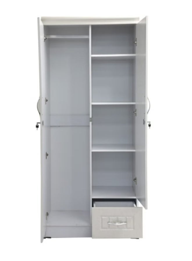 اي بي اكس هوم خزانة ملابس خشبية من ABX HOME Shaku ببابين، مصنوعة من الخشب الهندسي، بتصميم عصري أنيق ومتين مع مرآة - Image 2