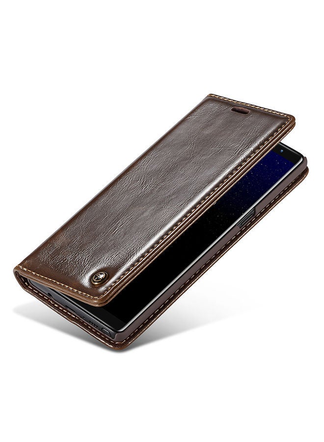 NIBEMINENT Protective Wallet Case Cover For Samsung Galaxy Note 8 Brown  - Image 5