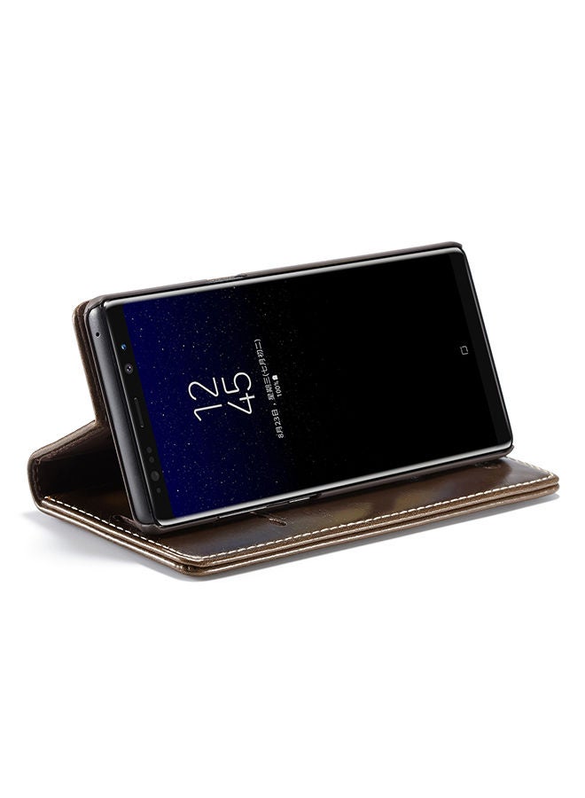 NIBEMINENT Protective Wallet Case Cover For Samsung Galaxy Note 8 Brown  - Image 4