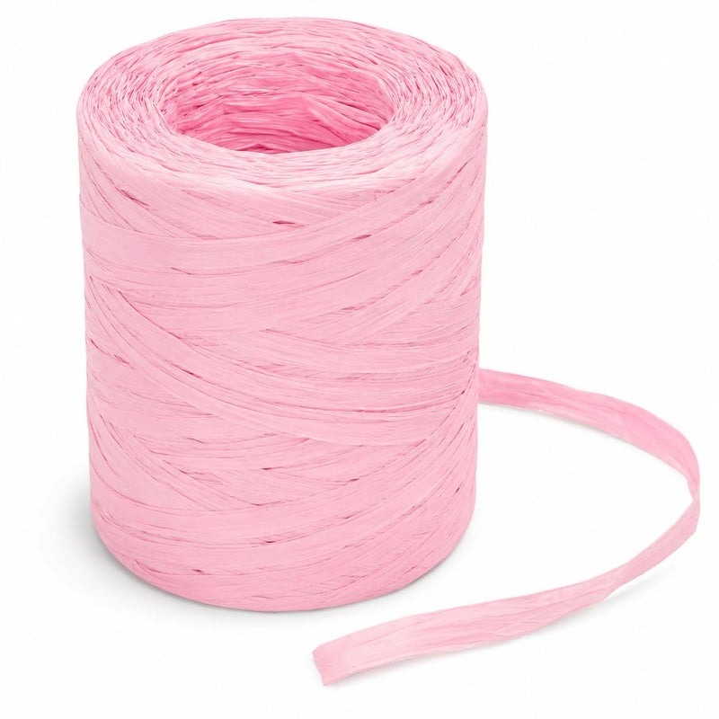 G2PLUS 218 Yards Raffia Paper Craft Ribbon 14 Inch Wide Raffia Ribbon Pink Packing Paper String for Gift Wrapping DIY Arts Crafts Christmas Valentines Holiday Decor - Image 3