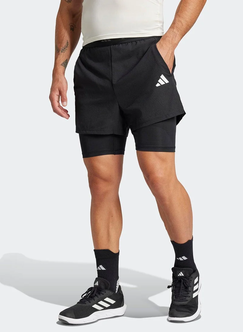Adidas Gym+ 2In1 Short Black Training Shorts For Men XS