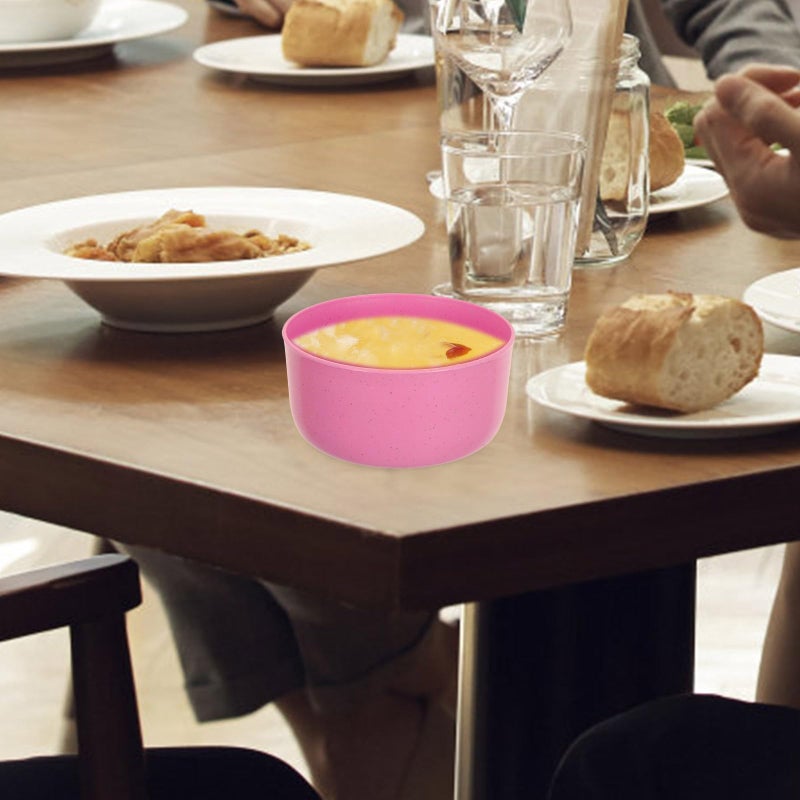 Pink Plastic Cereal Bowls Set 10Pcs Reusable Stackable Soup Salad Containers For Family Camping - Image 5