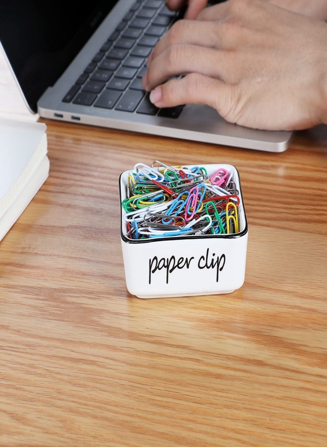 ONTUBE Ceramic Farmhouse Paper Clip Holders for Desk 3.3 Inch, White - Image 4