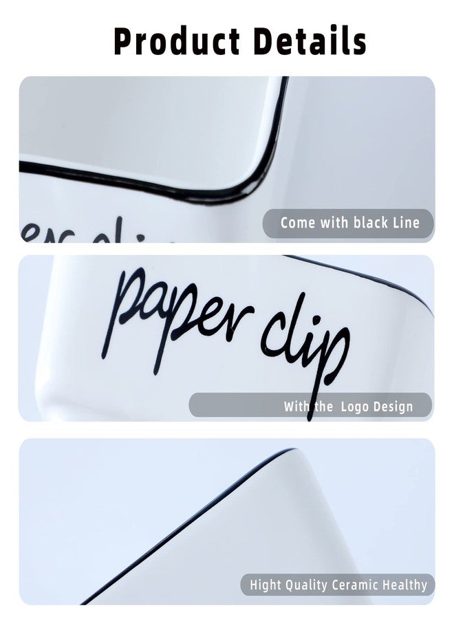 ONTUBE Ceramic Farmhouse Paper Clip Holders for Desk 3.3 Inch, White - Image 3