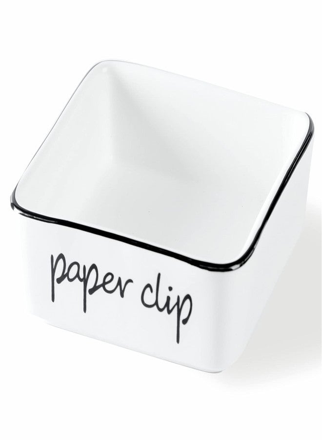 ONTUBE Ceramic Farmhouse Paper Clip Holders for Desk 3.3 Inch, White - Image 1