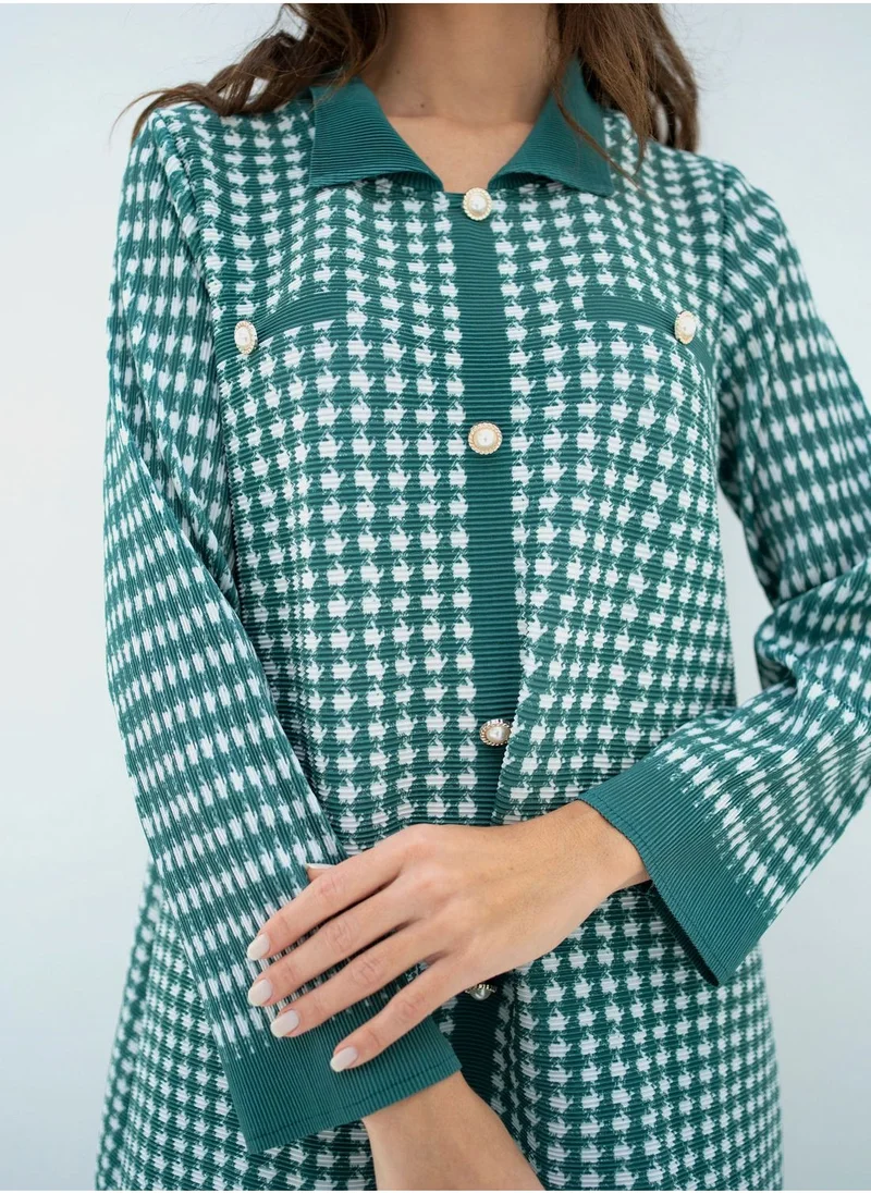 هاسال Pocket Detail Button Down Shirt And High Waist Panst Set