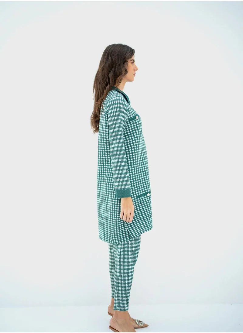 هاسال Pocket Detail Button Down Shirt And High Waist Panst Set