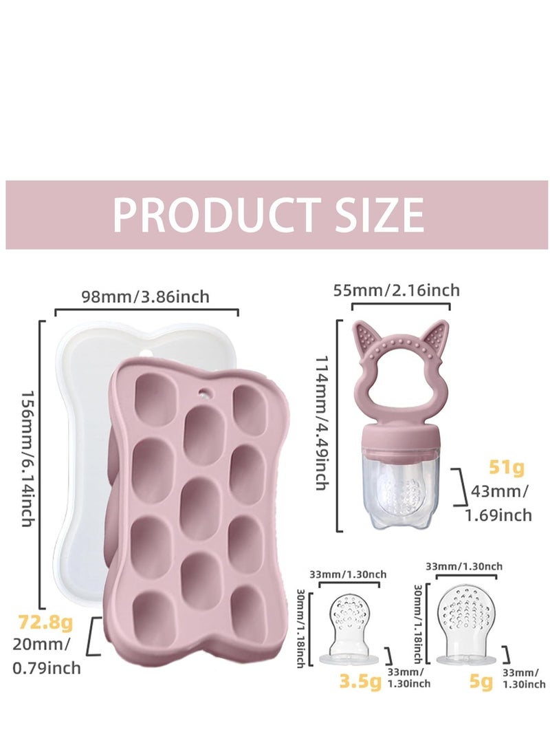 Rightsure - 4 Pack Silicone Baby Fruit Food Feeder, 2 in 1 Silicone Chew Pacifier and Teether, Food Grade Silicone Ice Box, Baby Teething Relief Toys, Teething Toys for Babies Over 3 Months (Blue) - Image 1
