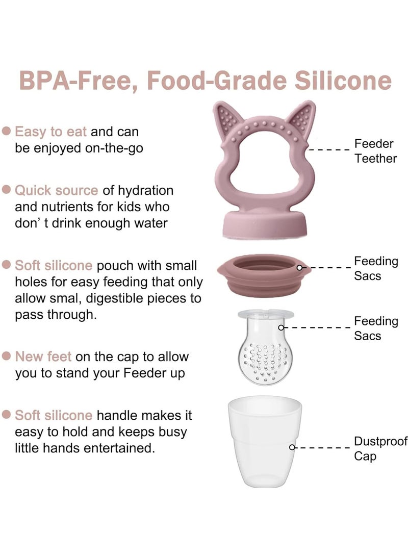 Rightsure - 4 Pack Silicone Baby Fruit Food Feeder, 2 in 1 Silicone Chew Pacifier and Teether, Food Grade Silicone Ice Box, Baby Teething Relief Toys, Teething Toys for Babies Over 3 Months (Blue) - Image 1