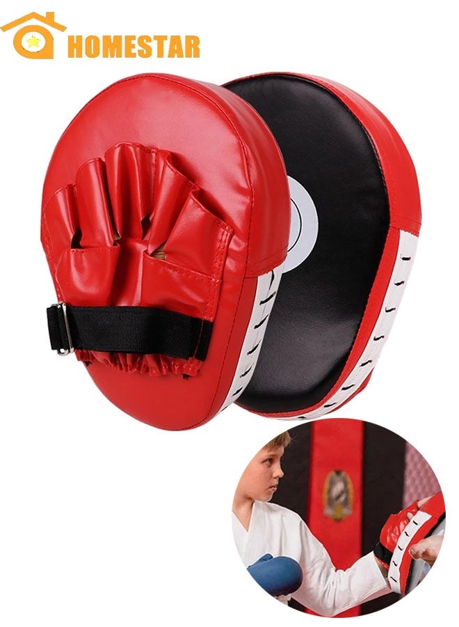 HOMESTAR 2 Pcs Curved Punching Mitts, Boxing Pads, Hand Target Boxing Pads, Training Focus Pads for Kickboxing, Muay Thai, MMA Martial Art UFC, Red - Image 1