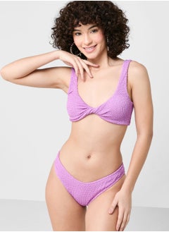 Coconut Cove Plunge Neck Bikini Top And Bottom Set  - Image 1