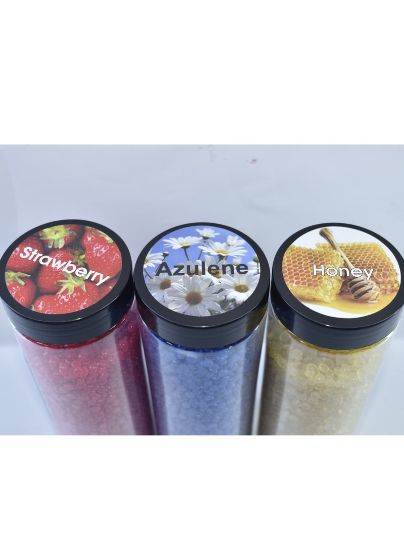 واكس مجموع علب 3 حبات حبيبات شمع لإزالة الشعر بالعسل والأزولين والفراولة 1200 جرام - Image 2