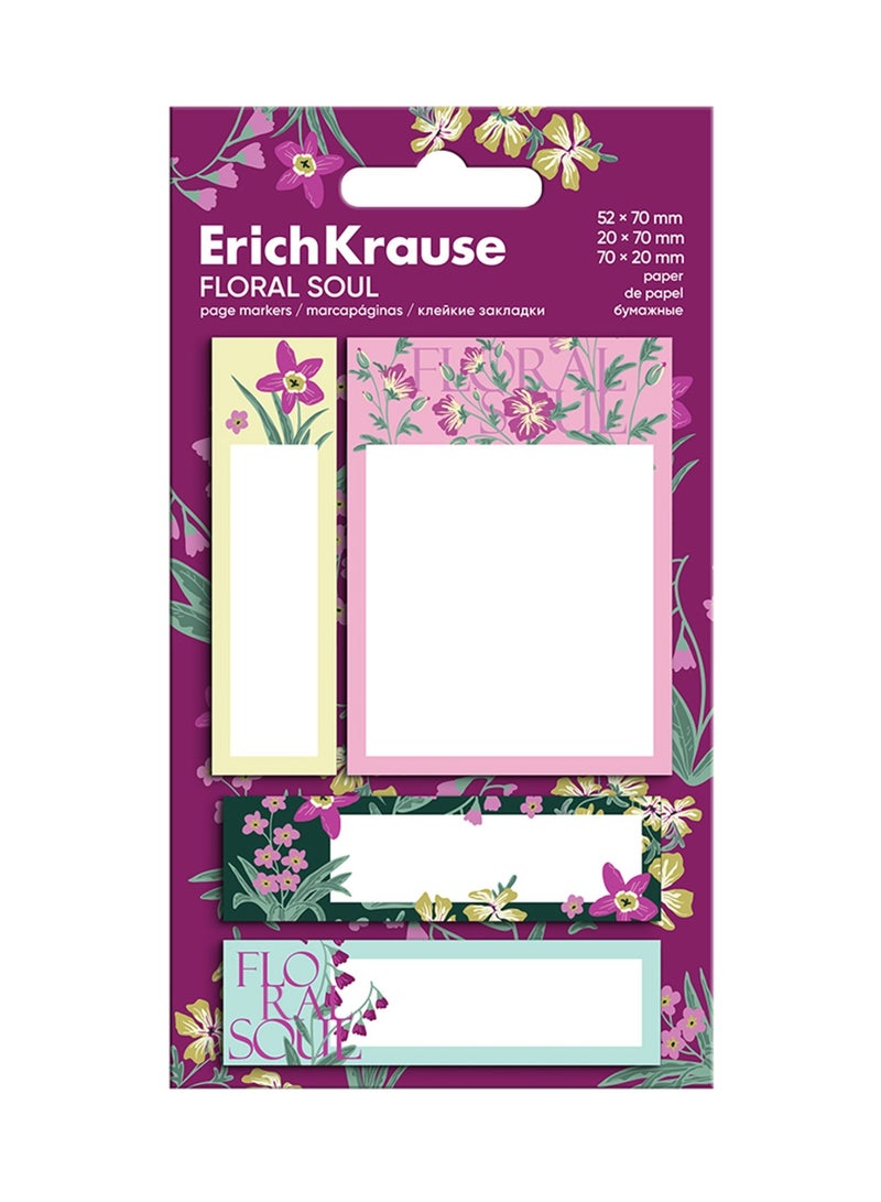 ErichKrause 80 قطعة من علامات الصفحات ذات موضوع الزهور بأحجام متنوعة - Image 1