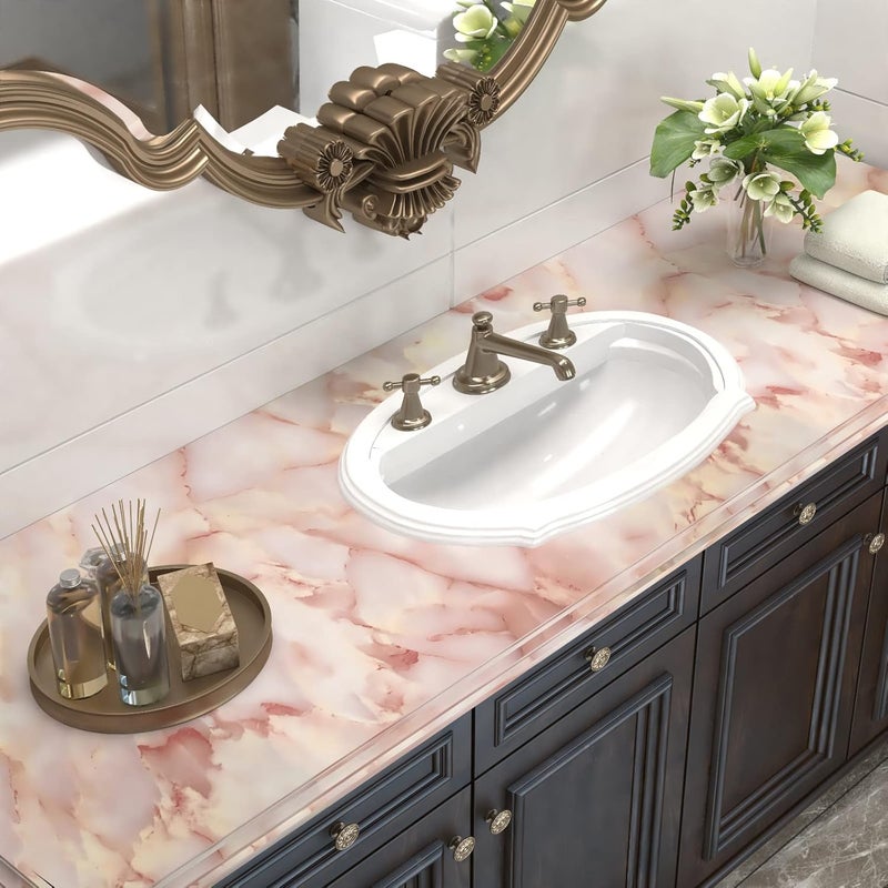 VOLEAAR Light Pink Marble Contact Paper 237 x 3937 Inches Peel and Stick Wallpaper Vinyl Waterproof Self Adhesive Marble Look Wall Paper for Wall Countertops Backplane - Image 2