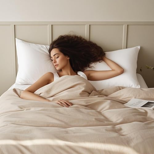Simple&Opulence French Linen Duvet Cover Set 88" x 92"- 3 Pieces (1 Comforter Cover,2 Pillowcases)- Natural Flax Cotton Blend-Solid Color Breathable Farmhouse Bedding-Linen/Beige, Queen - Image 3