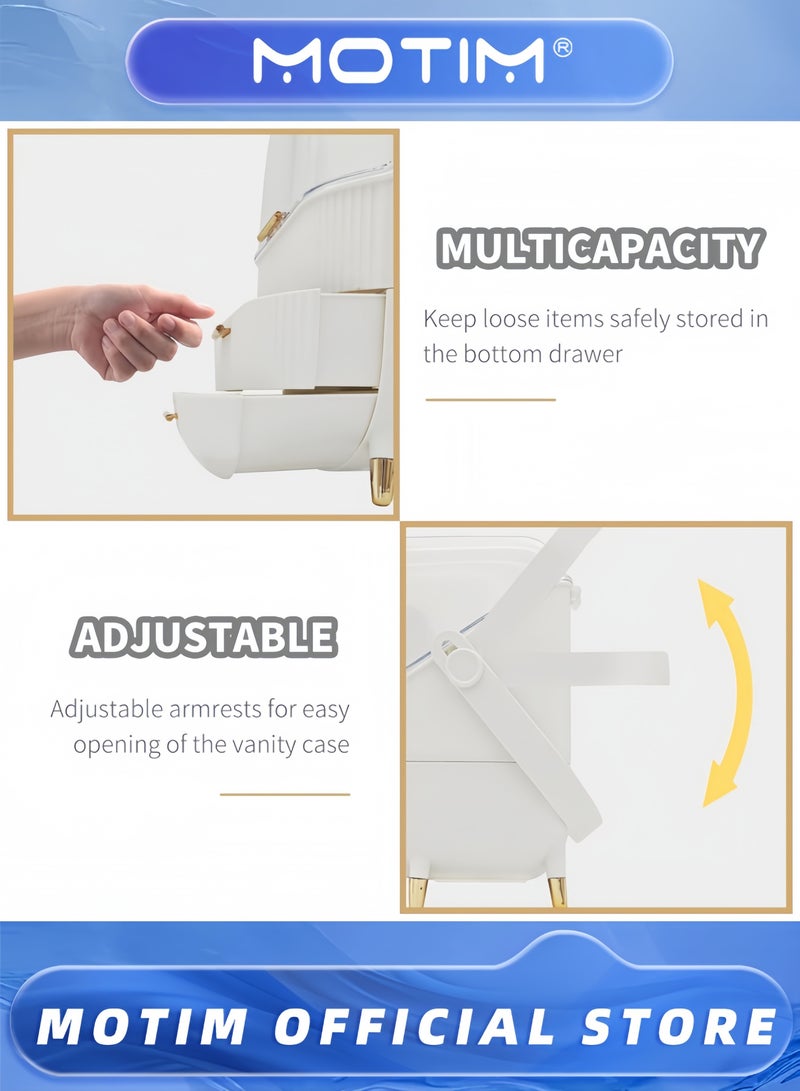 موتيم منظم للعناية بالبشرة علبة عرض مستحضرات تجميل مع صندوق تخزين من طبقتين وغطاء شفاف لطاولة الحمام أو غرفة النوم أو خزانة الملابس - Image 5
