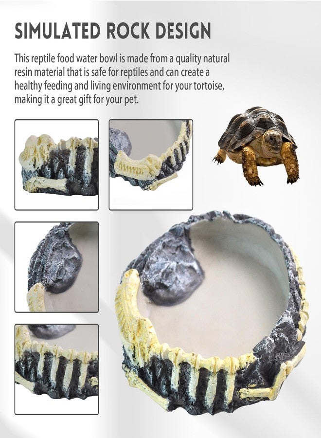 MUYG Reptile Food Water Bowl Resin Rock Gecko Feeding Dish Tortoise Feeder Food and Water Plate Amphibian Drinking Basin Reptile Habitat Tank Accessories for Turtle Lizard Leopard Gecko Chameleon - Image 3