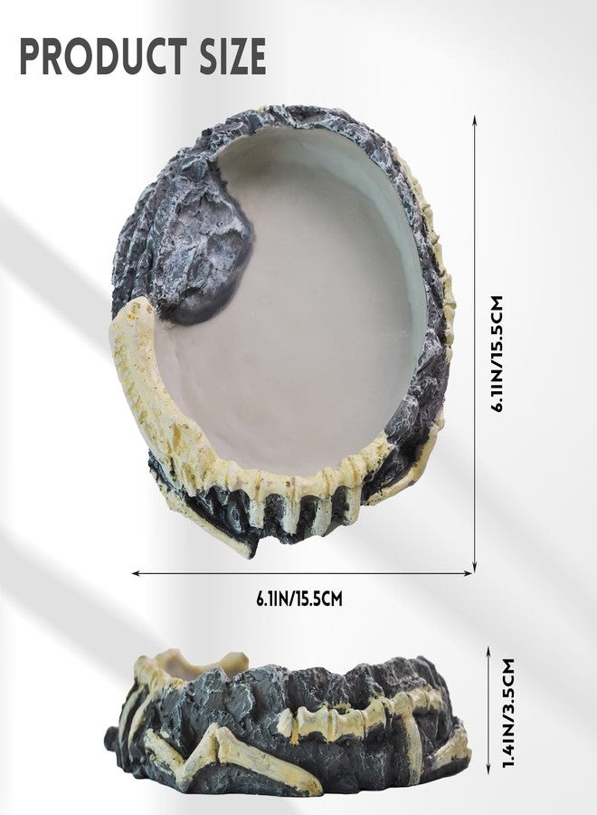 MUYG Reptile Food Water Bowl Resin Rock Gecko Feeding Dish Tortoise Feeder Food and Water Plate Amphibian Drinking Basin Reptile Habitat Tank Accessories for Turtle Lizard Leopard Gecko Chameleon - Image 2