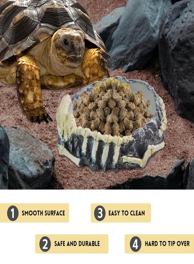MUYG Reptile Food Water Bowl Resin Rock Gecko Feeding Dish Tortoise Feeder Food and Water Plate Amphibian Drinking Basin Reptile Habitat Tank Accessories for Turtle Lizard Leopard Gecko Chameleon - Image 4