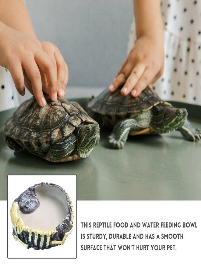 MUYG Reptile Food Water Bowl Resin Rock Gecko Feeding Dish Tortoise Feeder Food and Water Plate Amphibian Drinking Basin Reptile Habitat Tank Accessories for Turtle Lizard Leopard Gecko Chameleon - Image 5