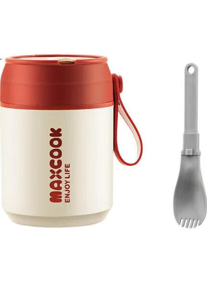 MAX COOK Maxcook Soup Cup, Breakfast Milk Cup, Portable Stainless Steel Insulated Water Bottle Lunch Box, With Spoon And Straw, Red Mcb0382 - Image 3