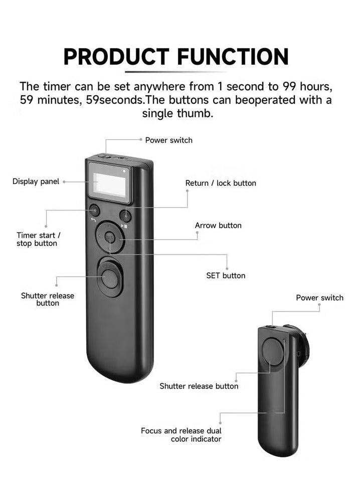Digital Timer Remote Shutter, Long Range Release Trigger Intervalometer For Camera With LCD Display, Lightweight Camera Wireless Shutter, (Wireless RST 5500C2, Compatible With Canon Camera)