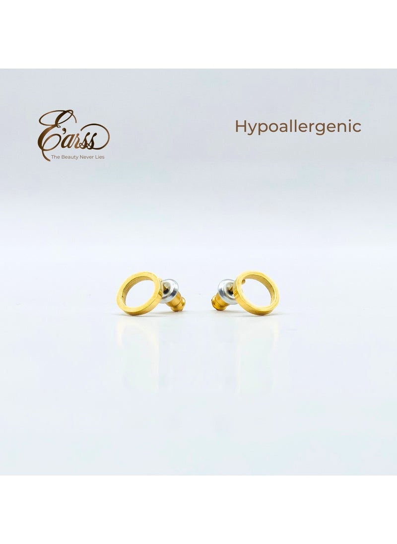 Earss Open Gold Circle Stud | Stainless Steel | 18K Gold Plated  - Image 3