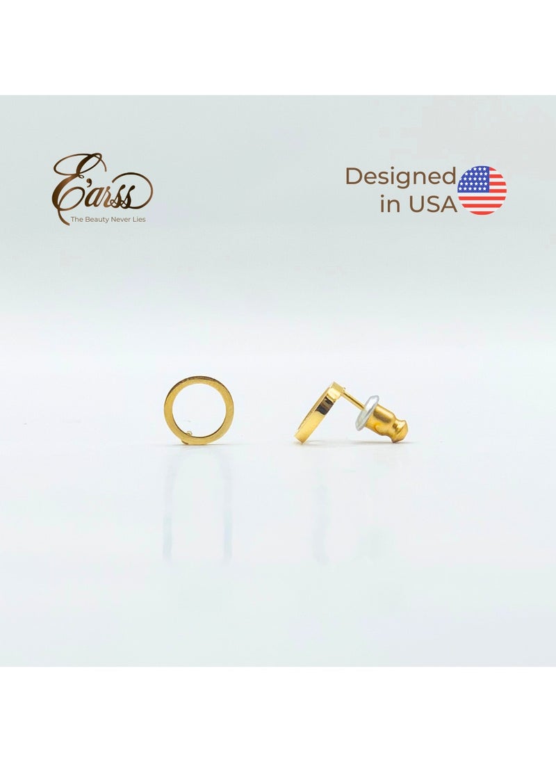 Earss Open Gold Circle Stud | Stainless Steel | 18K Gold Plated  - Image 2