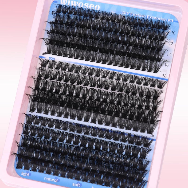wiwoseo Cluster Eyelashes Extension Cluster Lashes Natural Look Individual Lashes Extensions Cluster Eyelash Wispy Lash Clusters