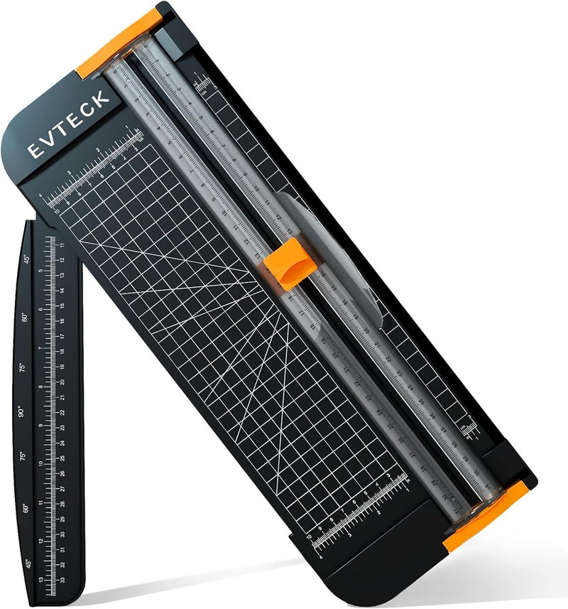 Evteck Paper Cutter 12 Inch Paper Trimmer Slider Crafting Scrapbooking Supplies for A4 Vinyl Photo Cardstock with Security Blade and Foldable Ruler - Image 1