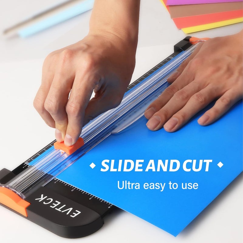 Evteck Paper Cutter 12 Inch Paper Trimmer Slider Crafting Scrapbooking Supplies for A4 Vinyl Photo Cardstock with Security Blade and Foldable Ruler - Image 2