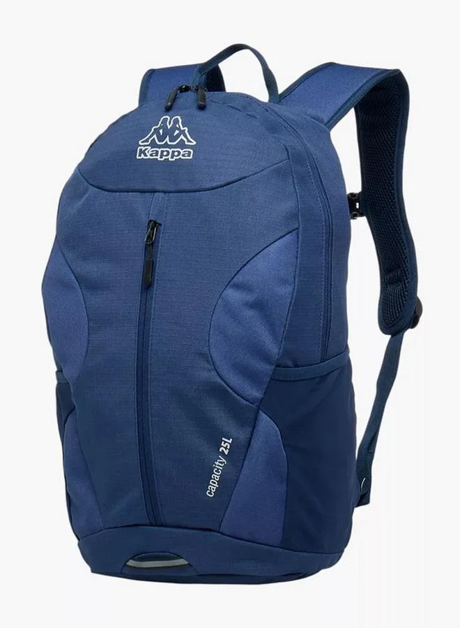 Kappa Logo Print Backpack with Adjustable Straps and Zip Closure - 16x46x27 cm