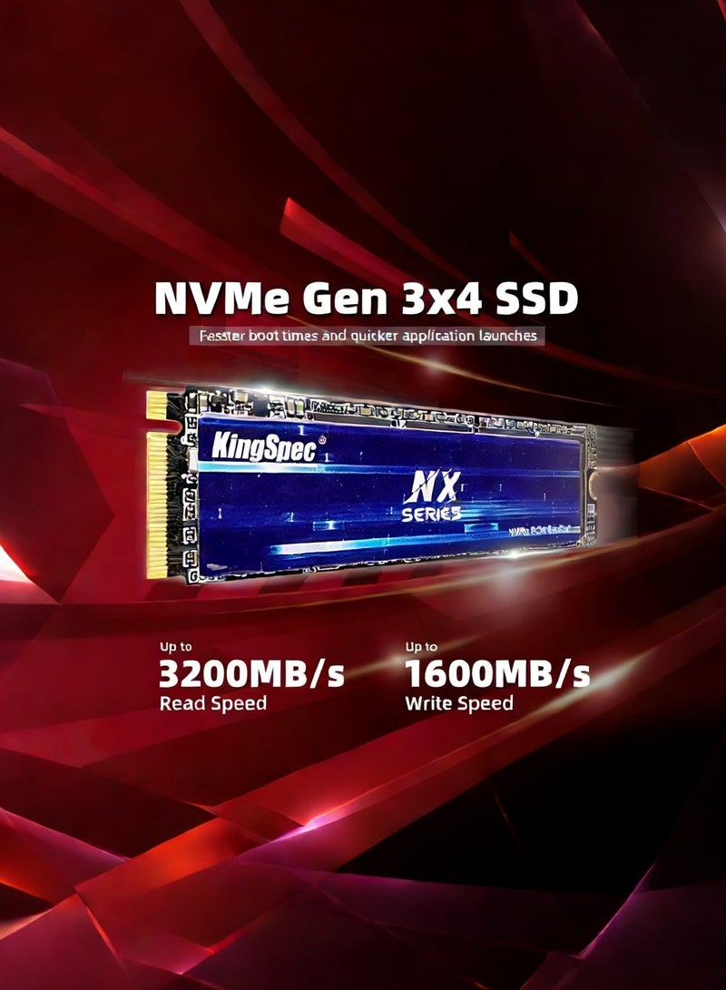 كينجس بيك محرك أقراص KingSpec NX 256GB M.2 NVMe SSD 2280 | سرعة قراءة تصل إلى 3200 ميجابايت/ثانية | تبديد حرارة الجرافين | محرك أقراص داخلي PCIe Gen3×4 TLC لأجهزة الكمبيوتر المحمولة والمكتبية - Image 3