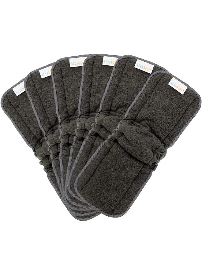 AlVABABY Charcoal Bamboo Inserts with Gussets Natures Cloth Diaper Liner 5-Layer Bamboo Charcoal Viscose Staple Fiber Inserts,Reusable Liners for Baby Cloth Diapers 6PCS - Image 1